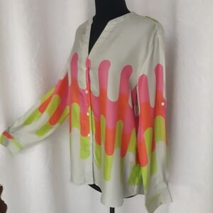 Vilagallo Rio Color Block Silk Blouse 44